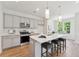 Modern kitchen with gray cabinets, island, and stainless steel appliances at 418 Queenview Ln, Charleston, SC 29414