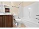 Clean bathroom with a tub shower combo and wood vanity at 1713 Pimlico Blvd, Moncks Corner, SC 29461