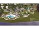 Aerial view of community pool, pavilion, pickleball courts, and dog park at 455 Evening Glow Ln, Summerville, SC 29486