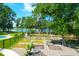 Expansive garden with raised beds and a pool view at 769 Bulls Bay Blvd, Awendaw, SC 29429