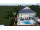A backyard pool with deck, lounge chairs, hot tub, and privacy fence at 933 Mccants Dr, Mount Pleasant, SC 29464