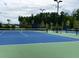 Two well-lit tennis courts with blue and green surface at 319 Trailmore Ln, Summerville, SC 29486