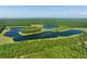 Aerial view showcasing the pond and adjacent wooded areas at 7848 Pelican Bay Dr, Awendaw, SC 29429