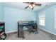 Bright bedroom with a bunk bed, carpet floors, and a ceiling fan at 208 Sweetspire Ln, Summerville, SC 29483