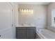 This spacious bathroom boasts a dual sink vanity and a tub at 341 Trailmore Ln, Summerville, SC 29486