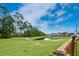 Green backyard with lush greenery and a neighborhood pond at 190 Lindera Preserve Blvd, Summerville, SC 29486