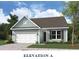 Cozy single Gathering home featuring an attached two-car garage, a small front yard, and exterior lights at 317 Abercom Place Dr, Moncks Corner, SC 29461