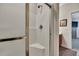 Clean shower with tiled walls and built-in seat at 127 Manning Ct, Summerville, SC 29485