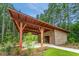 Charming pool house with a covered seating area and brick accents, nestled amidst lush trees for a tranquil escape at 144 Seaton Street, Summerville, SC 29486