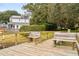 Wooden dock with benches offers peaceful waterfront seating at 1581 Harborsun Dr, Charleston, SC 29412