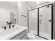 Elegant bathroom featuring a glass-enclosed shower, modern vanity, and stylish fixtures at 5874 Hwy 165, Ravenel, SC 29470