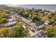 Aerial view of waterfront town with a mix of homes and businesses at 436 Church St, Mount Pleasant, SC 29464
