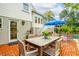 Brick patio with wooden table and chairs near the house at 436 Church St, Mount Pleasant, SC 29464