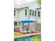 Pool area with lounge chairs and blue umbrella at 436 Church St, Mount Pleasant, SC 29464