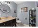 Small bathroom with updated vanity and decorative accents at 1005 Shinnecock Hills Ct, Summerville, SC 29483