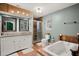 Elegant bathroom with double vanity, soaking tub, and walk-in shower at 1005 Shinnecock Hills Ct, Summerville, SC 29483