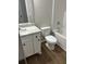 This new bathroom has a toilet, vanity and shower-tub combination at 1081 Irving Manigault Rd, McClellanville, SC 29458