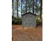 Gray wooden storage shed in backyard at 112 Beatrice Ln, Summerville, SC 29485