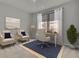 Bright home office features a workspace with chairs and a stylish rug at 2018 Quiet Ibis Rd, Hanahan, SC 29410