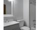Clean bathroom with gray vanity, white toilet and shower at 6240 April Pine Cir # B, North Charleston, SC 29406