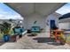 Outdoor patio with fire pit, seating, and built-in grill station at 645 Blueway Ave, Summerville, SC 29486