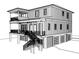 Architectural rendering of a two-story house with a large balcony and attached garage at Cir, Mount Pleasant, SC 29464