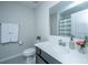 Clean bathroom with single vanity, shower/tub combo and white towels at 264 Godwit Dr, Summerville, SC 29486