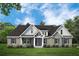 Two-story home with gray siding, dark roof, and landscaping at 7210 Raw Dew Dr, Awendaw, SC 29429