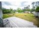 Expansive backyard view from deck, featuring a mix of green lawn and natural vegetation with a backdrop of mature trees at 114 Groves St, Walterboro, SC 29488