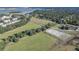 Aerial view of riding arena and pastures at 162 High Hammock Villas, Seabrook Island, SC 29455