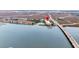 Aerial view highlighting waterfront location near bridge at 2395 Folly Road Rd # 4F, Folly Beach, SC 29439