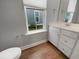 Small bathroom with white vanity, toilet and shower at 376 Watergrass Way, Summerville, SC 29485