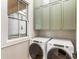 Convenient laundry room equipped with a washer, dryer, and overhead storage at 6045 Honey Hole Haven, Johns Island, SC 29455