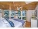 Two twin beds, wood ceiling, large windows, and blue bedding at 7 Dunecrest Trace, Seabrook Island, SC 29455