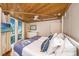 Two twin beds, wood ceiling, large windows, and blue bedding at 7 Dunecrest Trace, Seabrook Island, SC 29455