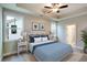 Spacious bedroom with a blue and white comforter and nightstands at 8625 Connor Ct, North Charleston, SC 29406
