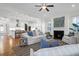 Spacious living room with fireplace and open concept to kitchen at 1583 Paradise Lake Dr, Mount Pleasant, SC 29464