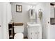 Clean bathroom with white vanity and a shower/tub combo at 279 Driftwood Ln, Edisto Beach, SC 29438