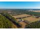 Aerial view of house with pool and large yard surrounded by trees and farmland at 534 Farmers Market Rd, Saint George, SC 29477