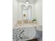 Modern powder room with unique vanity and granite countertop at 362 6Th Ave, Mount Pleasant, SC 29464
