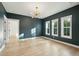 Stylish bedroom with dark blue walls, three large windows, and contemporary lighting, creating an inviting and elegant space at 362 6Th Ave, Mount Pleasant, SC 29464