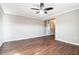 Main bedroom with hardwood floors, ceiling fan, and walk-in closet at 363 Clayton Dr, Charleston, SC 29414