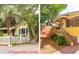 Yellow cottage with white picket fence, landscaping, and charming details at 420 E Erie Ave, Folly Beach, SC 29439