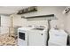 Laundry room with washer, dryer, utility sink, and additional shelving for storage at 420 E Erie Ave, Folly Beach, SC 29439