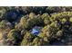 Aerial view showing home surrounded by trees and a pool at 6124 Rudder Ln, Awendaw, SC 29429