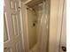 Bathroom with shower stall and curtain at 3701 Dock Site Rd # 205, Edisto Beach, SC 29438