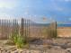 Beachfront view with a weathered fence and sea oats at 3701 Dock Site Rd # 205, Edisto Beach, SC 29438
