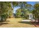 Spacious backyard with patio, surrounded by trees and a wooden fence at 5382 Westchester Pl, North Charleston, SC 29418