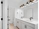Double vanity bathroom with modern fixtures and lighting at 1137 Happyland Blvd, Mount Pleasant, SC 29466