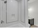 Stylish bathroom with a white subway tile shower and modern hardware and finishes at 3874 Srevir Rd, Johns Island, SC 29455